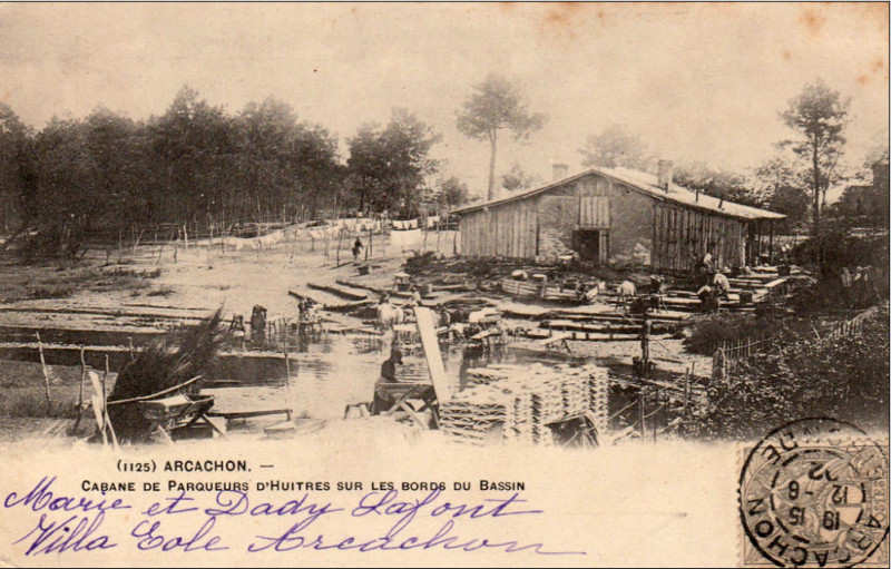 Carte postale ancienne Arcachon - cabanes 5