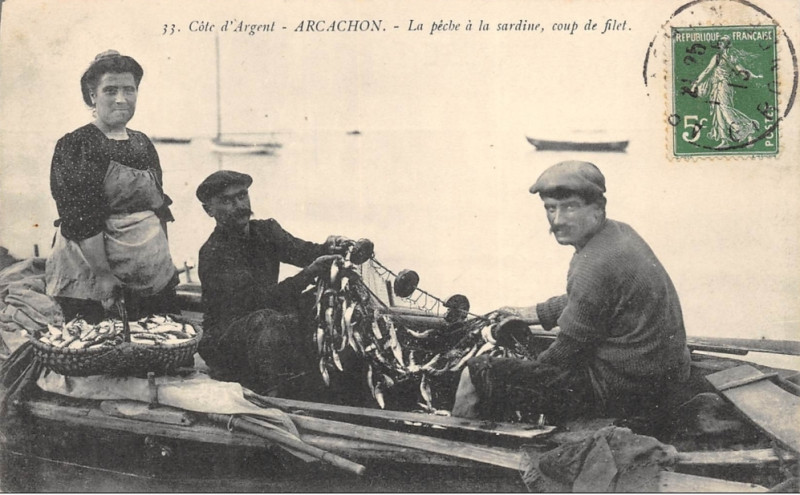 Carte postale ancienne Arcachon - pêcheurs 1