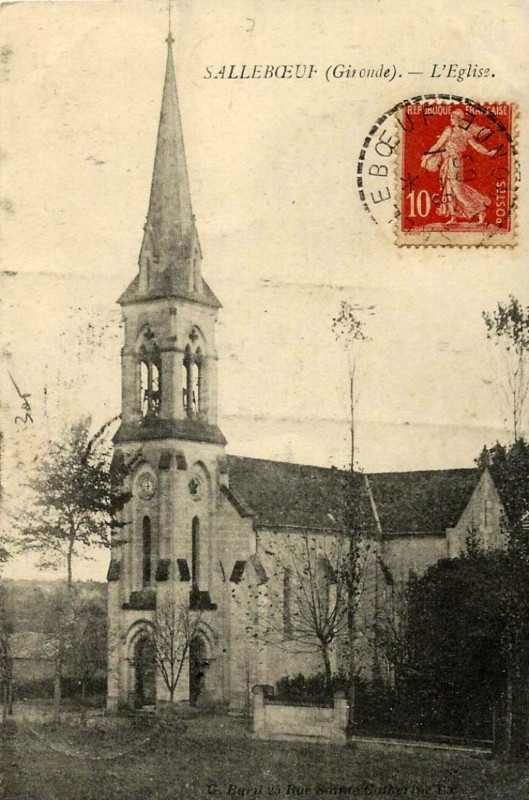 Carte postale ancienne Salleboeuf église 1