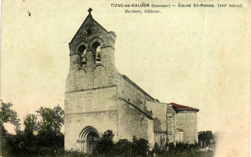 Carte postale ancienne Tizac-de-Lapouyade - église 1