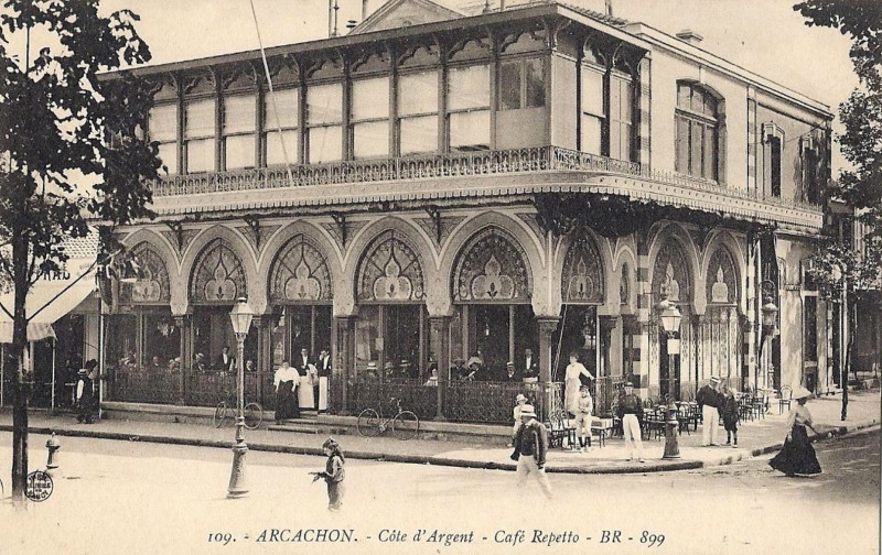 Carte postale ancienne Arcachon - Café Repetto