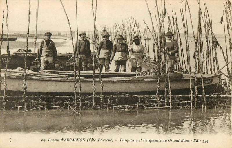 Carte postale ancienne Arcachon - parc aux huitres 11