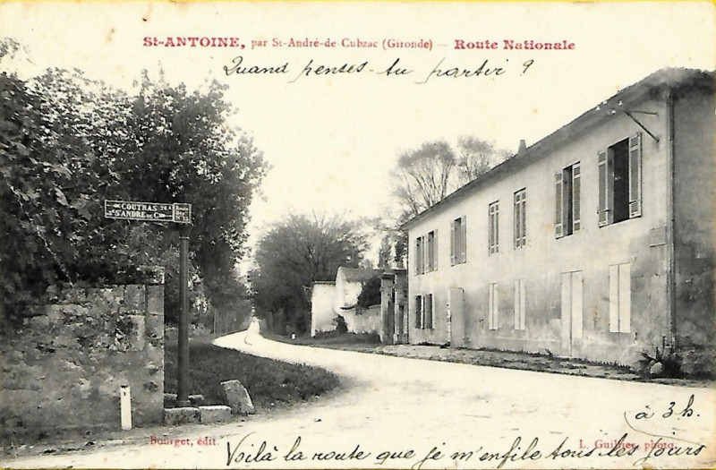 Carte postale ancienne Saint-Antoine - route nationale
