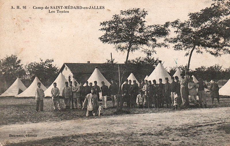 Carte postale ancienne Camp de Saint-Médard - Tentes 2