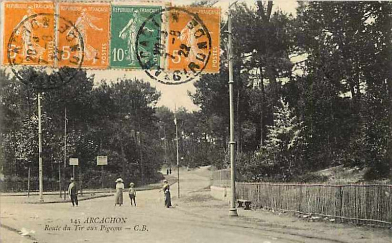 Carte postale ancienne Arcachon - route du Tir aux pigeons