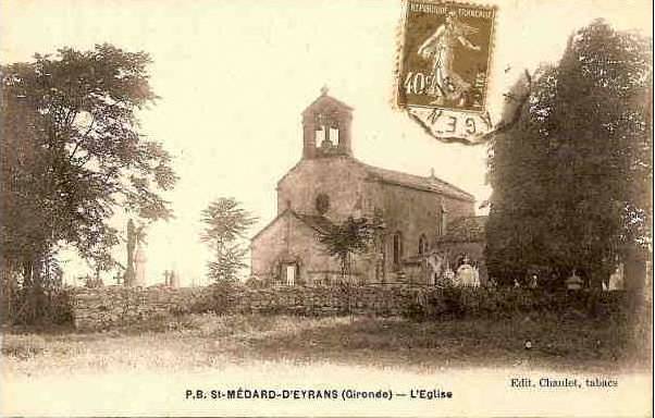 Carte postale ancienne Saint-Médard-d'Eyrans - église 1