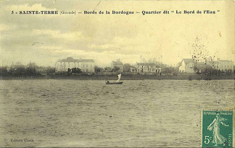 Carte postale ancienne Sainte-Terre - bords de la Dordogne 1