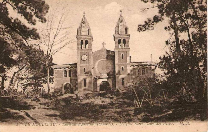 Carte postale ancienne Arcachon - église Notre-Dame des passes 2
