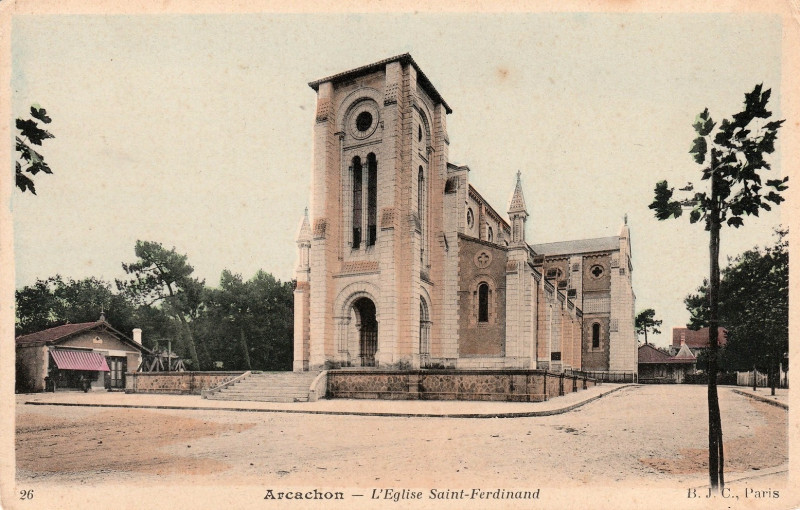 Carte postale ancienne Arcachon - église Saint-Ferdinand 1
