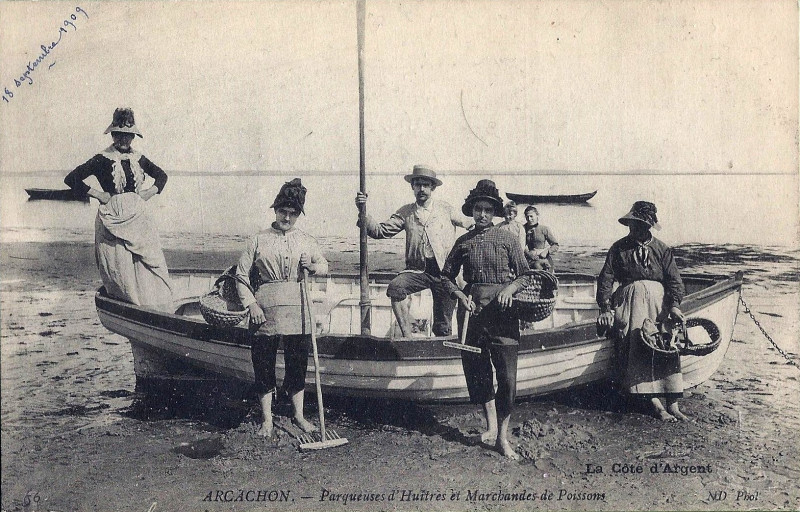 Carte postale ancienne Arcachon - pêcheurs 4