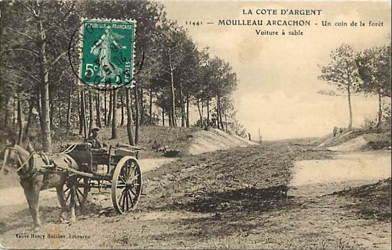 Carte postale ancienne Arcachon - Forêt voiture à sables 8