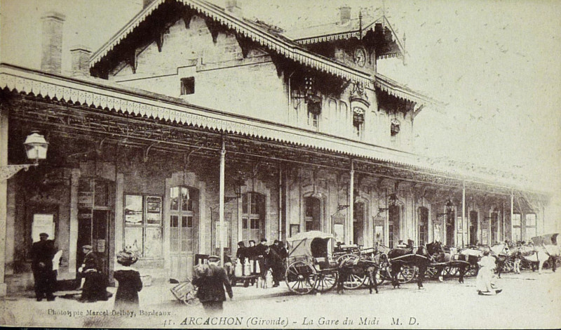 Carte postale ancienne Arcachon - gare 1