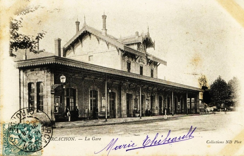Carte postale ancienne Arcachon - gare 1a