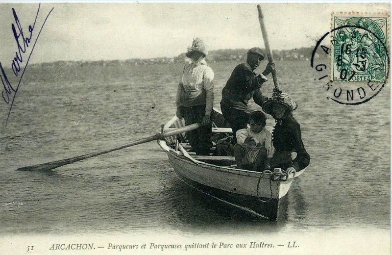 Carte postale ancienne Arcachon - parc aux huitres 21