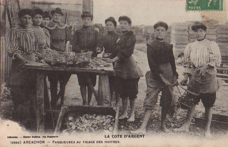 Carte postale ancienne Arcachon - travail de triage 4