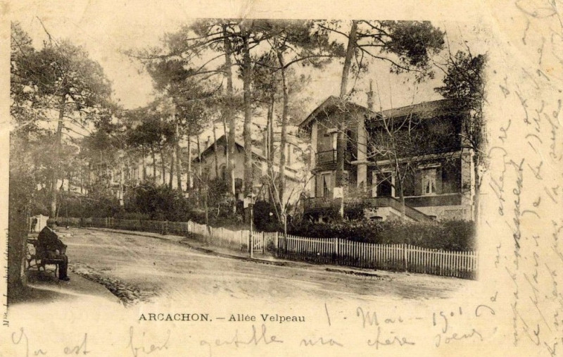 Carte postale ancienne Arcachon - allée Velpeau