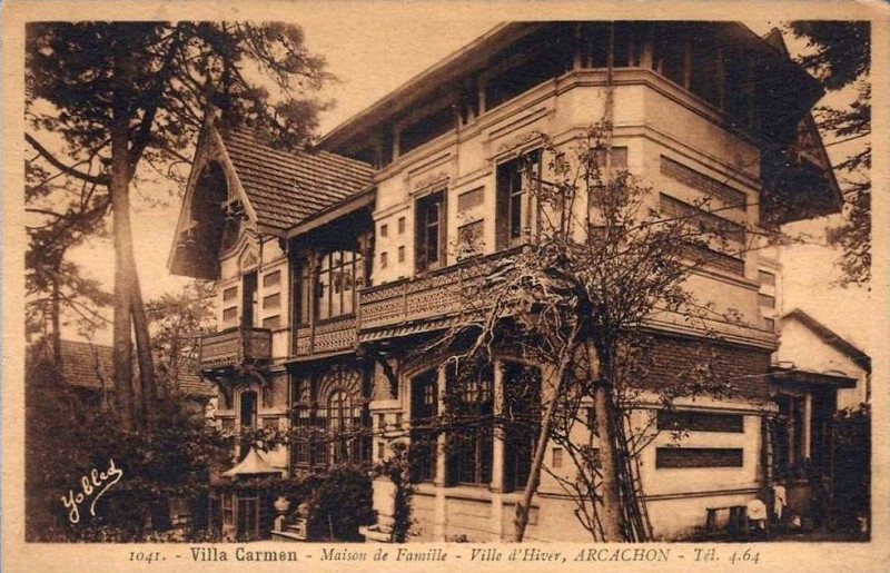 Carte postale ancienne Arcachon - villa Carmen