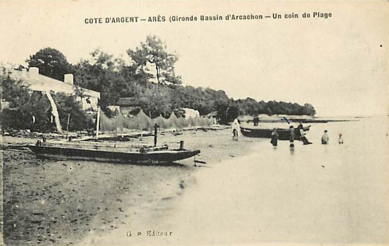 Carte postale ancienne Arès - plage 10