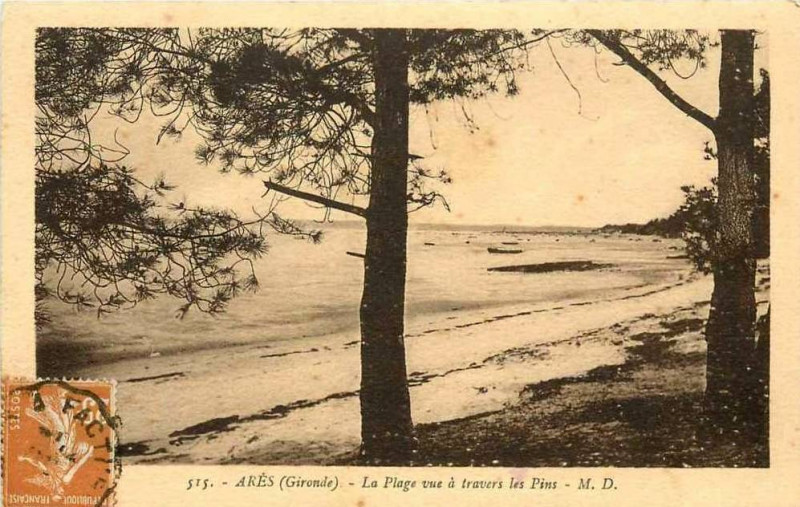 Carte postale ancienne Arès - plage 16