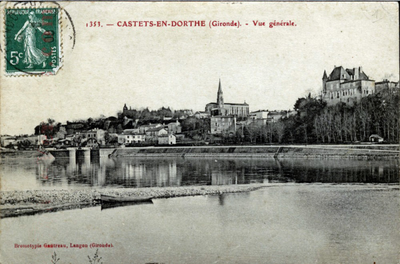 Carte postale ancienne Castets-en-Dorthe - Bords de la Garonne 1