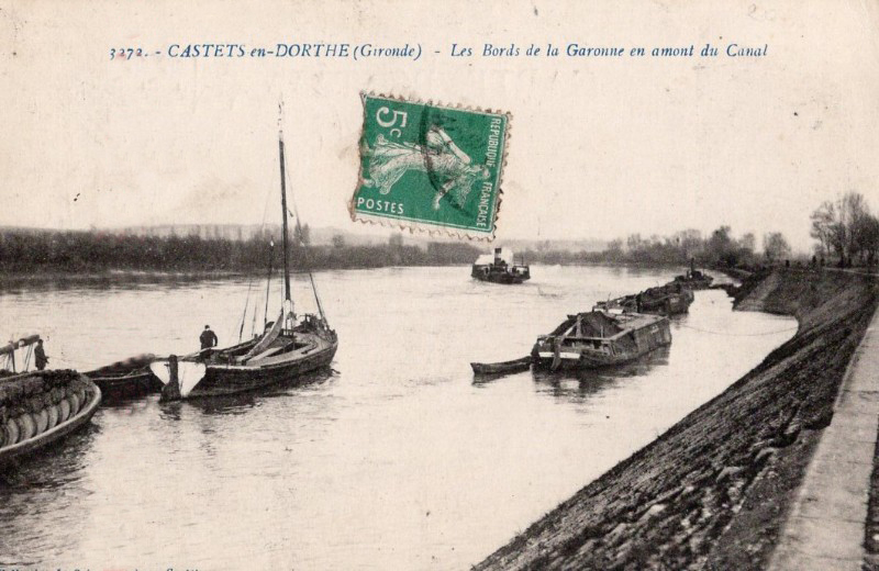 Carte postale ancienne Castets-en-Dorthe - Bords de la Garonne 10