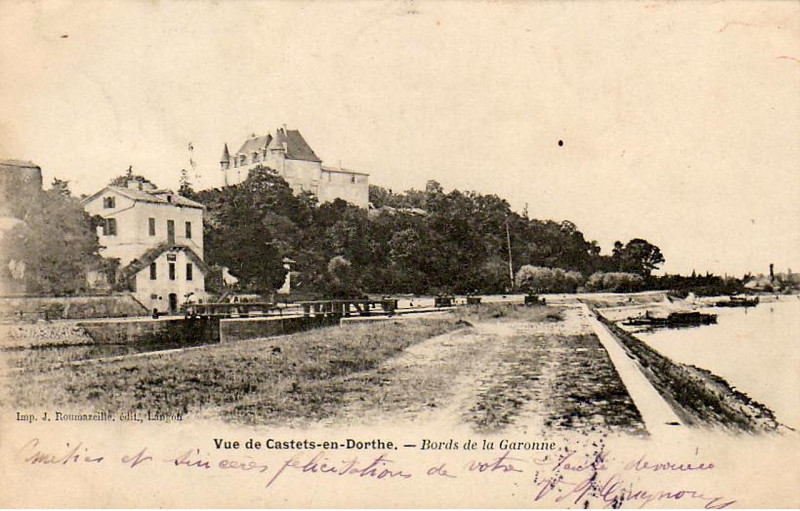 Carte postale ancienne Castets-en-Dorthe - Bords de la Garonne 2