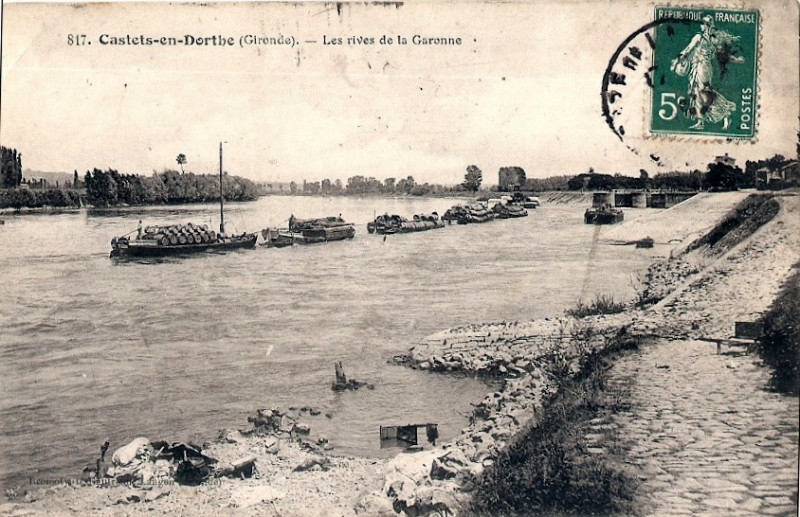 Carte postale ancienne Castets-en-Dorthe - Bords de la Garonne 5