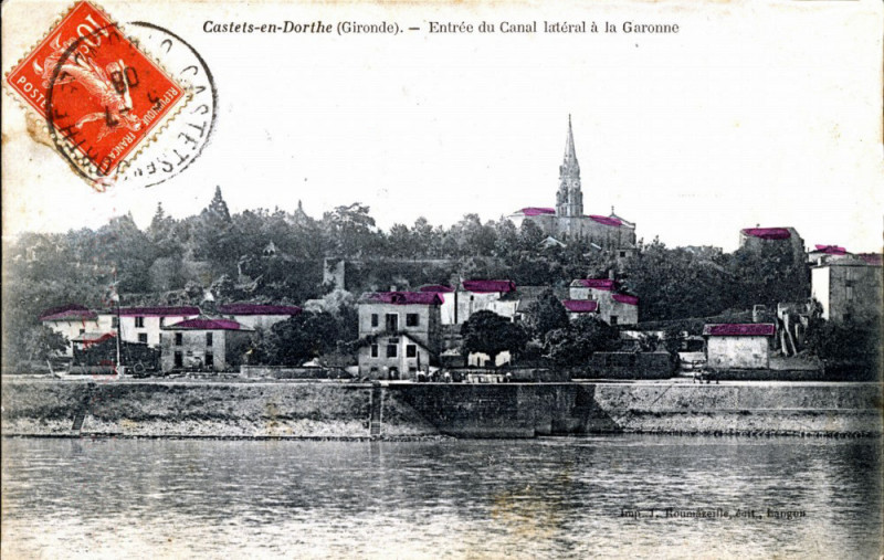 Carte postale ancienne Castets-en-Dorthe - Canal latéral - entrée 4a