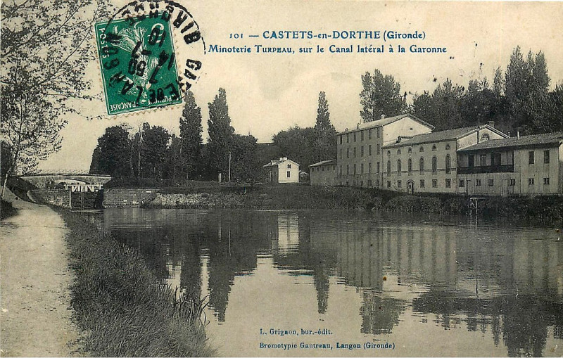 Carte postale ancienne Castets-en-Dorthe - Canal latéral au moulin de Saint-Mézard 3a