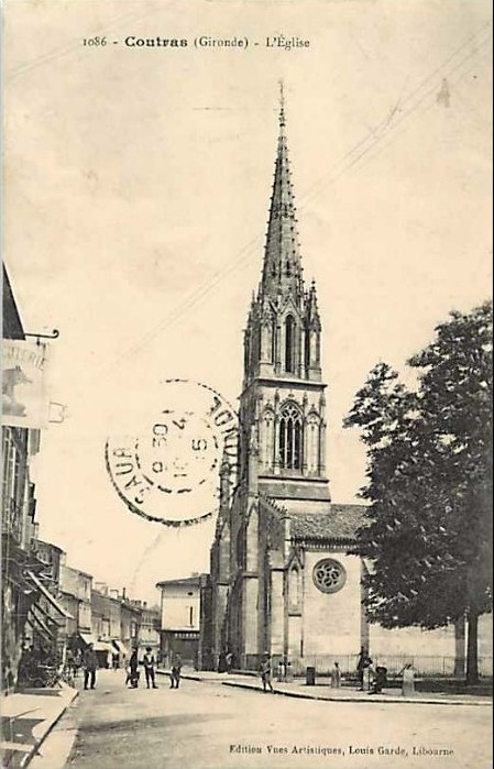 Carte postale ancienne Coutras - église 1a