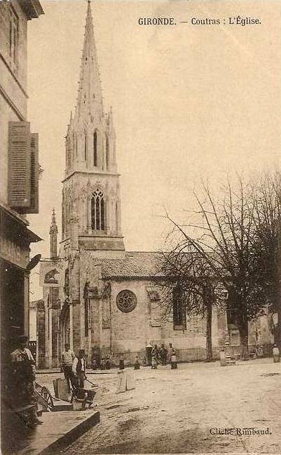 Carte postale ancienne Coutras - église 1b