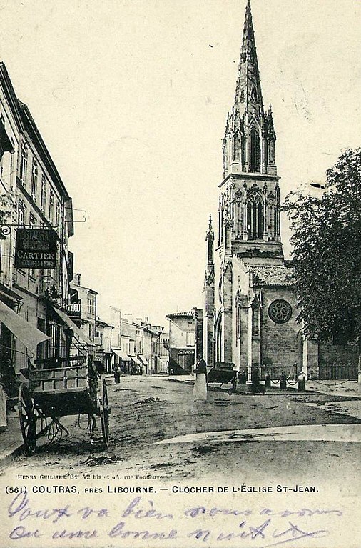 Carte postale ancienne Coutras - église 1c