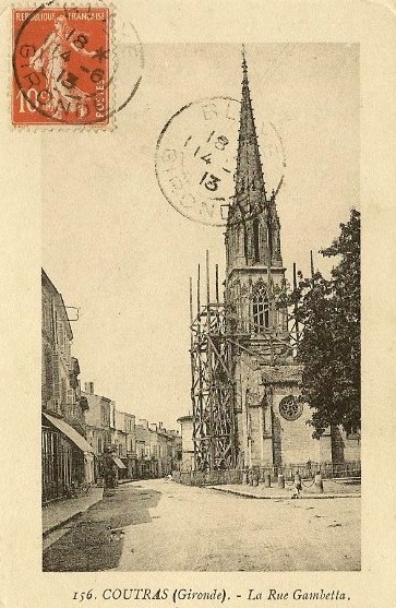 Carte postale ancienne Coutras - église 1d