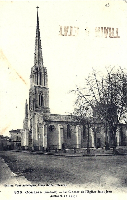 Carte postale ancienne Coutras - église 2a
