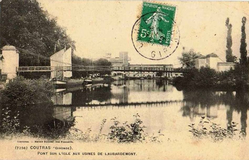Carte postale ancienne Coutras - pont sur l'Isle 2