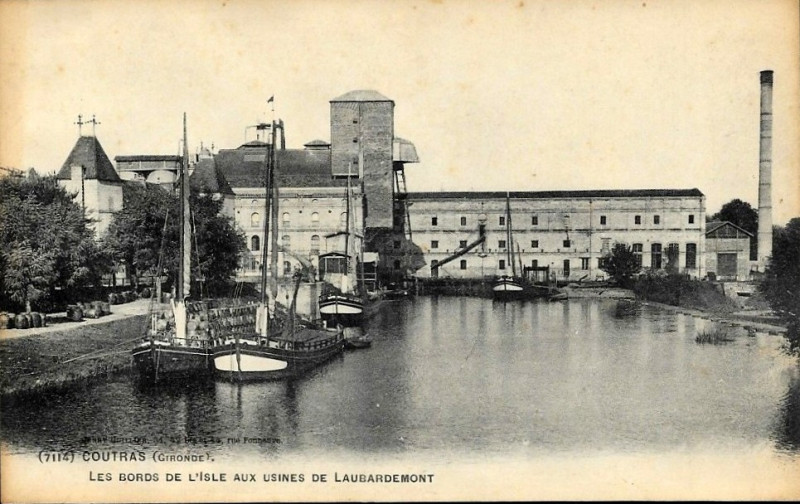 Carte postale ancienne Coutras - usine de Laubardemont 3b