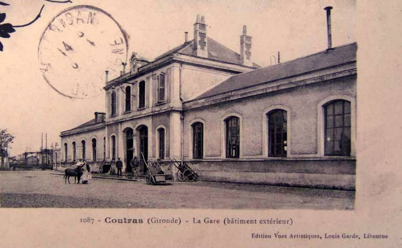 Carte postale ancienne Coutras - Gare 1b