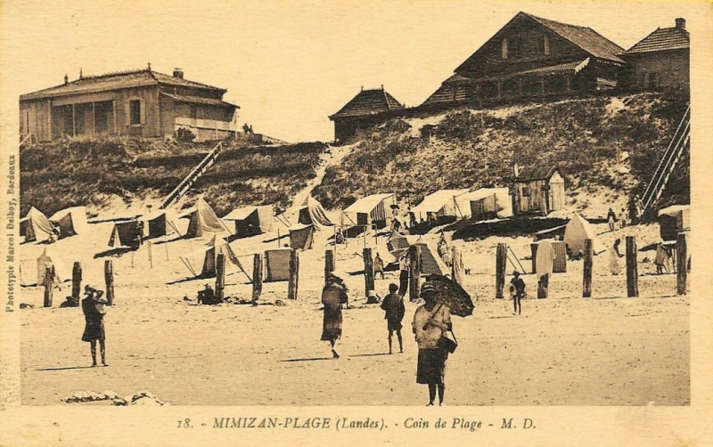 Carte postale ancienne Mimizan (40) - Plage 1
