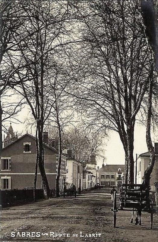 Carte postale ancienne Sabres - route de Labrit