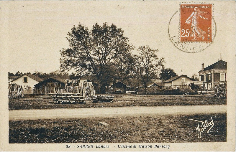Carte postale ancienne Sabres - Usine et maison Barsacq