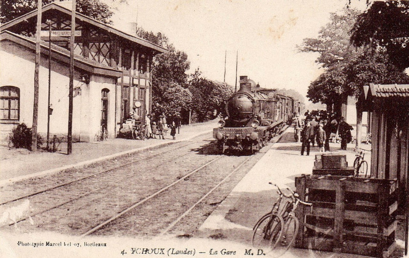 Carte postale ancienne Ychoux - Gare 2