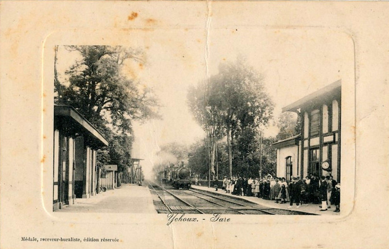 Carte postale ancienne Ychoux - Gare 4a