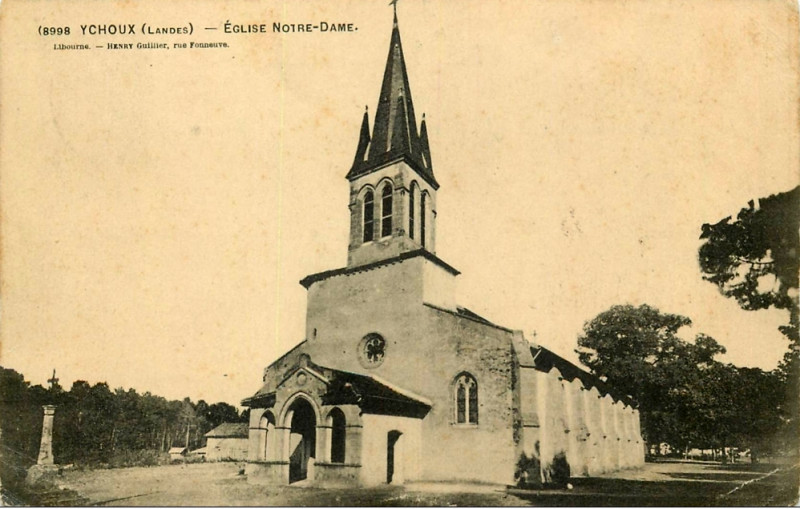 Carte postale ancienne Ychoux - église 1