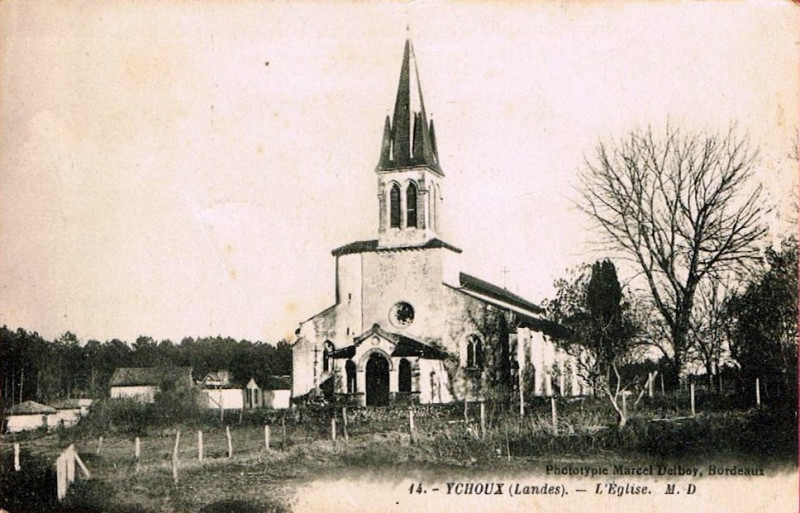 Carte postale ancienne Ychoux - église 3