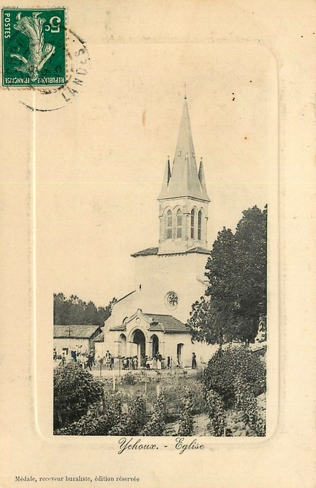 Carte postale ancienne Ychoux - église 4a