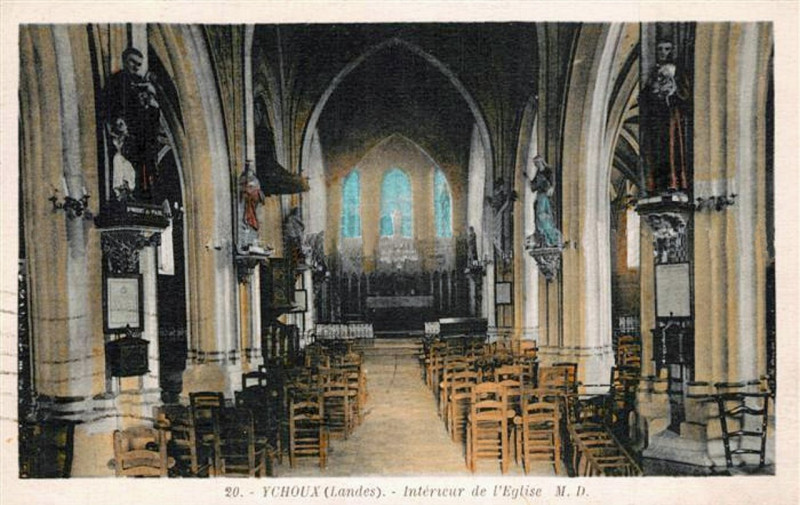 Carte postale ancienne Ychoux - église 6b