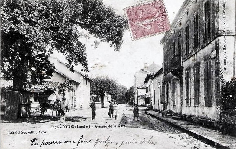 Carte postale ancienne Ygos - avenue de la Gare 1b