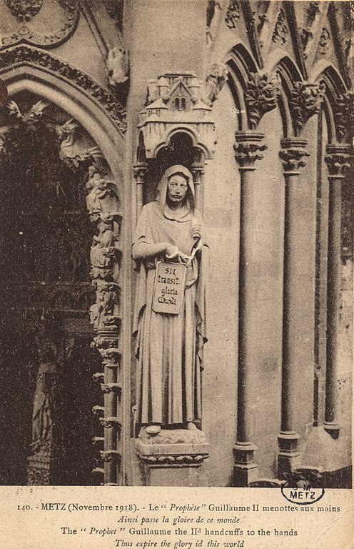 Carte postale ancienne Metz (Novembre 1918). - Le Prophète Guillaume Ii menottes aux mains. Fic Mut 1251