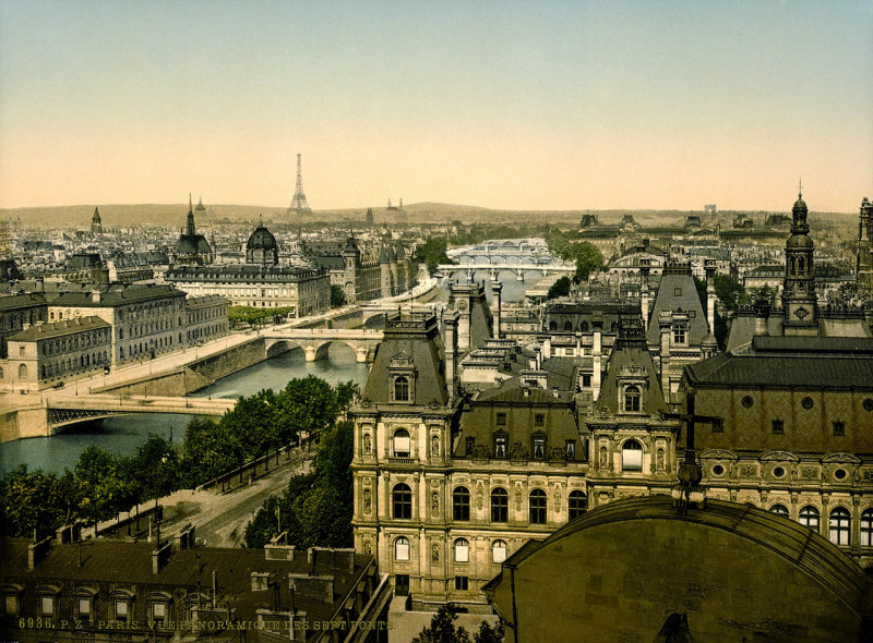 Carte postale ancienne Panorama of the seven bridges, Paris, France, between ca. 1890 and ca. 1900 à Paris 4e