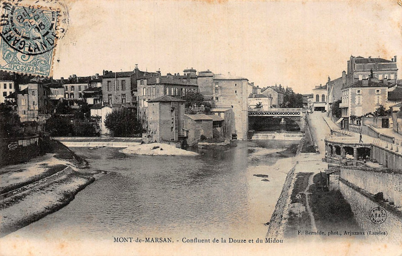 Carte postale ancienne Mont-de-Marsan - Le Midou et la Douze - confluent 5